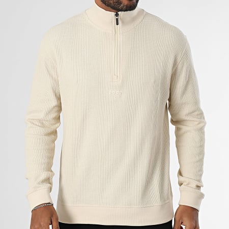 BOSS - Jersey estructurado con cuello de cremallera 50535848 Beige
