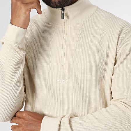 BOSS - Jersey estructurado con cuello de cremallera 50535848 Beige