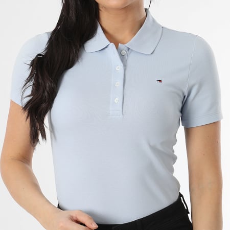 Tommy Hilfiger - Polo Manches Courtes Slim Femme 1985 3225 Bleu Clair