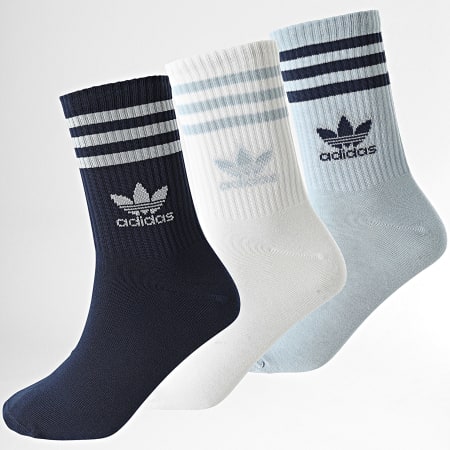 Adidas Originals - Lot De 3 Paires De Chaussettes JI9474 Blanc Bleu Clair Bleu Marine