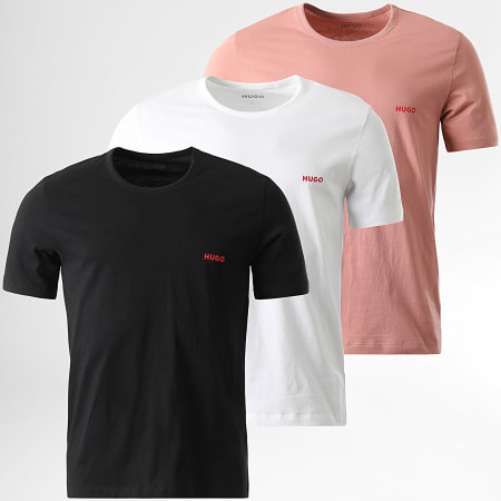 HUGO - Lot De 3 Tee Shirts 50532811 Blanc Noir Rose