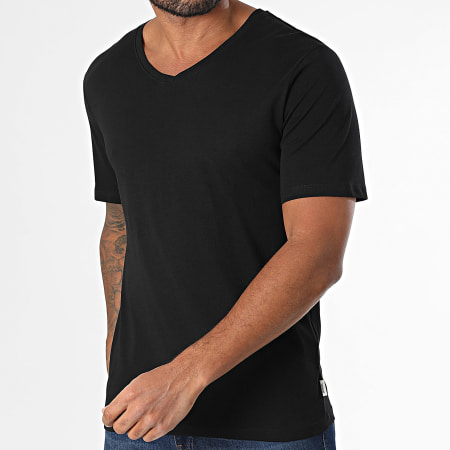Jack And Jones - Lote de 2 camisetas básicas con cuello de pico Blanco Negro