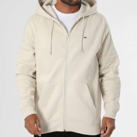 Tommy Jeans - Sweat Zippé Capuche Flag Zip 0743 Beige