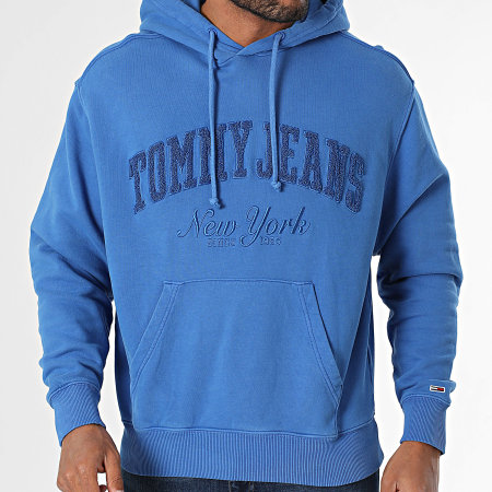 Tommy Jeans - Sweat Capuche Vintage Varsity 0263 Bleu Roi