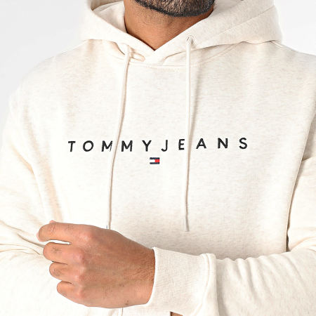 Tommy Jeans - Sweat Capuche Linear Logo 0746 Beige Chiné