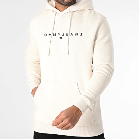 Tommy Jeans - Sweat Capuche Linear Logo 0746 Beige Chiné