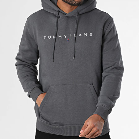 Tommy Jeans - Sweat Capuche Linear Logo 0746 Gris Anthracite