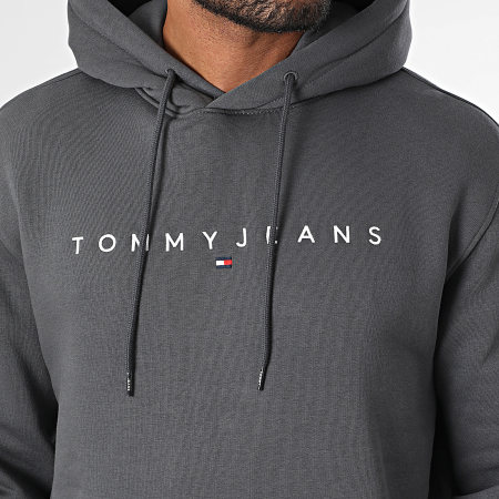 Tommy Jeans - Sweat Capuche Linear Logo 0746 Gris Anthracite