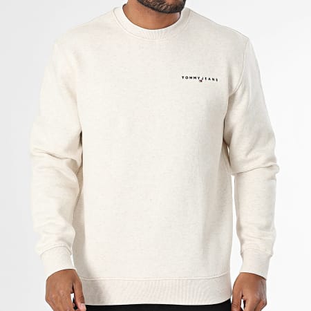 Tommy Jeans - Sweat Crewneck Linear 0249 Beige Chiné