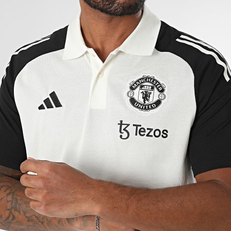 Adidas Sportswear - Polo Manches Courtes A Bandes Manchester United JE3732 Ecru