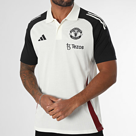 Adidas Sportswear - Polo Manches Courtes A Bandes Manchester United JE3732 Ecru