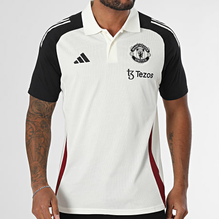 Adidas Sportswear - Polo Manches Courtes A Bandes Manchester United JE3732 Ecru