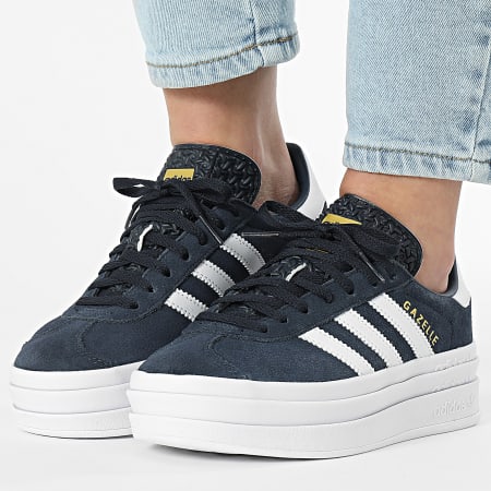 Adidas Originals - Baskets Femme Gazelle Bold J JQ7405 Aurora Ink Footwear White Gold Metallic