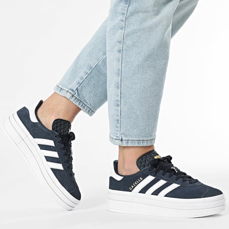 Adidas Originals - Baskets Femme Gazelle Bold J JQ7405 Aurora Ink Footwear White Gold Metallic