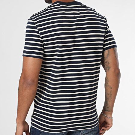Tommy Jeans - Tee Shirt A Rayures Breton 1193 Bleu Marine Beige