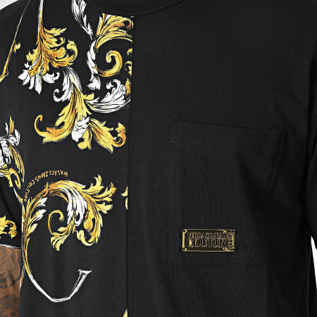 Versace Jeans Couture - Tee Shirt Poche Barocco Outline 78GAH609-JS458 Noir Doré Renaissance