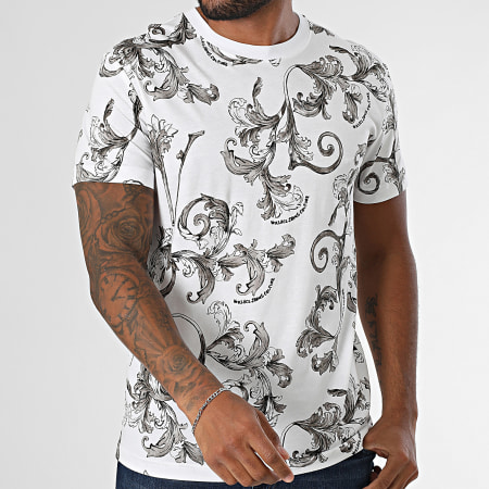 Versace Jeans Couture - Tee Shirt Barocco Outline 78GAH6S0-JS458 Blanc Gris Renaissance