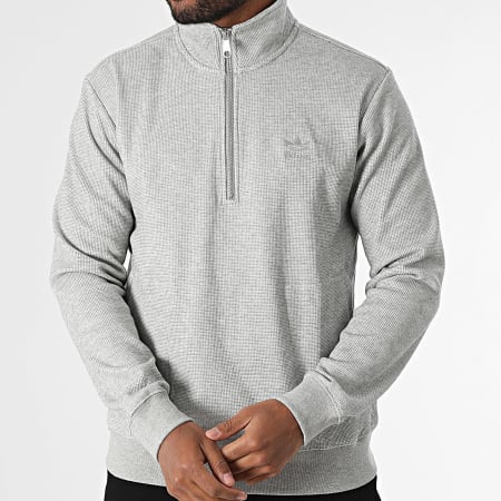 Adidas Originals - Sudadera con cremallera Waffle Essential JD2447 Gris jaspeado