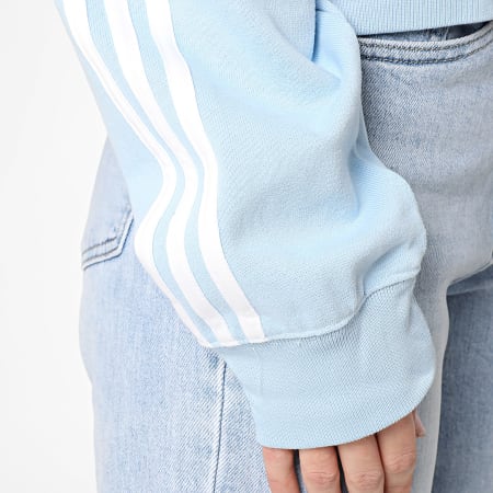 Adidas Originals - Sudadera de mujer de 3 rayas con cuello redondo JC8141 Azul claro