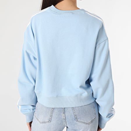 Adidas Originals - Sudadera de mujer de 3 rayas con cuello redondo JC8141 Azul claro