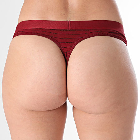 Tommy Hilfiger - String A Rayures Femme Thong Lurex 5589 Bordeaux