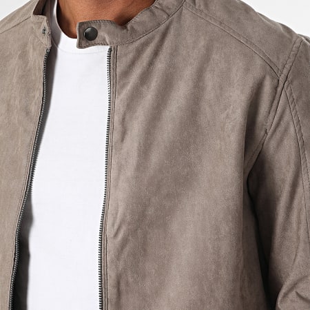 Jack And Jones - Veste Biker Suédine Dylan Taupe