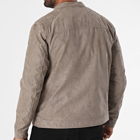 Jack And Jones - Veste Biker Suédine Dylan Taupe