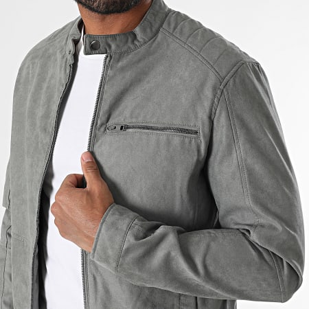 Jack And Jones - Chaqueta motera de ante gris Dylan