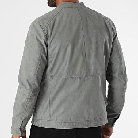 Jack And Jones - Chaqueta motera de ante gris Dylan