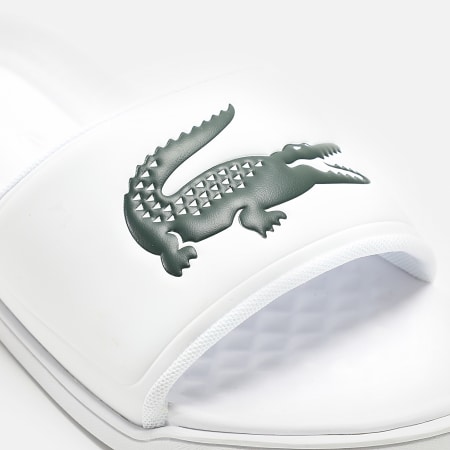 Lacoste - Claquettes Serve Slide Dual Logo Crocodile Blanc