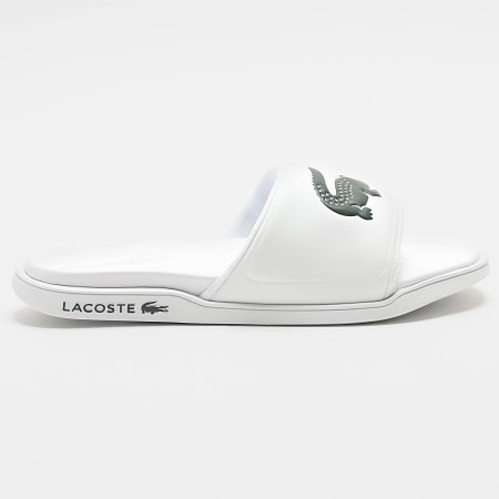 Lacoste - Claquettes Serve Slide Dual Logo Crocodile Blanc
