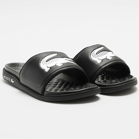 Lacoste - Claquettes Serve Slide Dual Logo Crocodile Noir