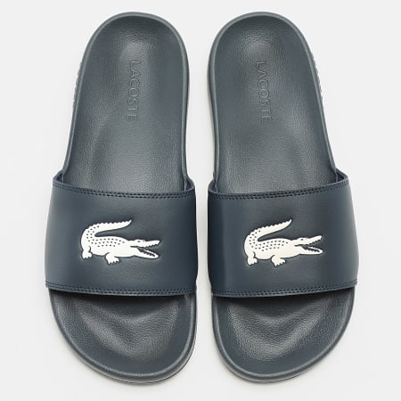Lacoste - Claquettes Serve Slide 0.0 Logo Crocodile Bleu Marine