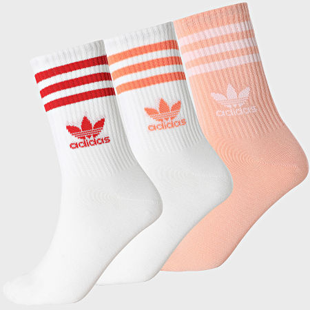 Adidas Originals - Lot De 3 Paires De Chaussettes JI9472 Blanc Orange Clair Rouge