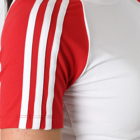 Adidas Originals - Robe Tee Shirt Femme 3 Stripes JD0838 Blanc Rouge