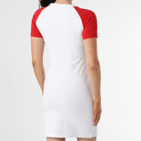 Adidas Originals - Robe Tee Shirt Femme 3 Stripes JD0838 Blanc Rouge