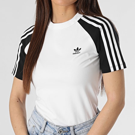 Adidas Originals - Tee Shirt Femme 3 Stripes JD0834 Blanc Noir