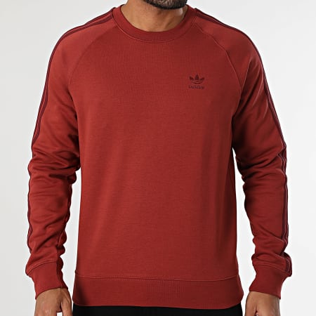 Adidas Originals - Sudadera 3 Rayas Cuello Redondo JP0992 Rojo Ladrillo