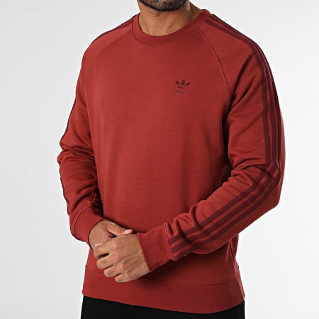 Adidas Originals - Sudadera 3 Rayas Cuello Redondo JP0992 Rojo Ladrillo