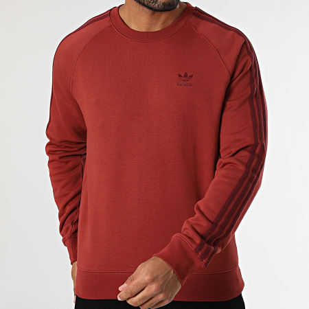 Adidas Originals - Sudadera 3 Rayas Cuello Redondo JP0992 Rojo Ladrillo