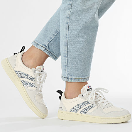 Palladium - Zapatillas Mujer Pallacup Flame Piel 74485 Cream Snow Leopard