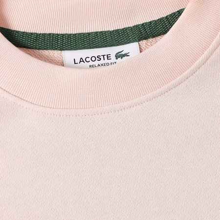 Lacoste - Sweat Crewneck Femme Logo Brodé Crocodile Relaxed Fit Rose