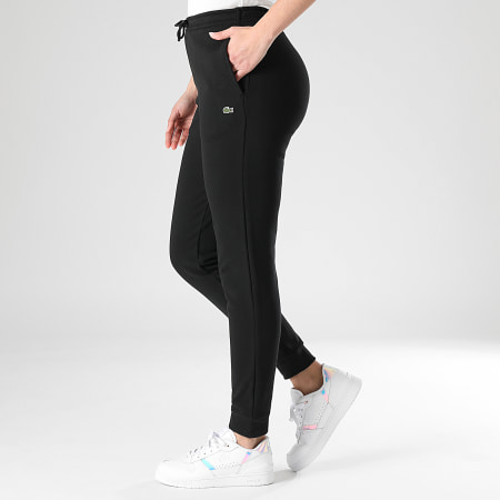 Lacoste - Pantalon Jogging Femme Logo Brodé Crocodile Noir