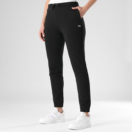 Lacoste - Pantalon Jogging Femme Logo Brodé Crocodile Noir