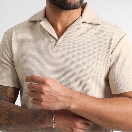 LBO - Waffle Textured Polo And Jogging Short Set 1577 Beige