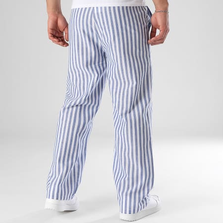 LBO - Pantalon A Rayures Larges 1747 Bleu Clair Blanc