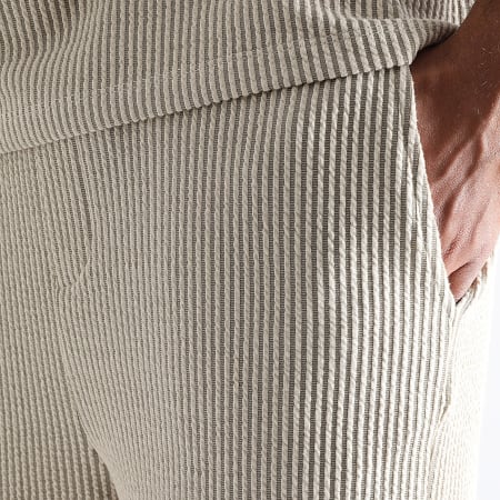 LBO - Pantalon Large Seersucker 3701 Beige