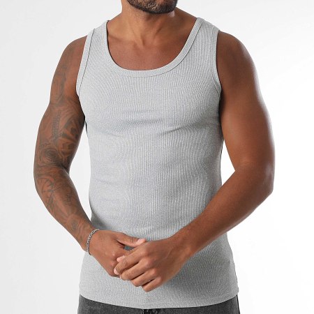 LBO - Lote de 3 camisetas de tirantes acanaladas 1798 Black White Grey Heather