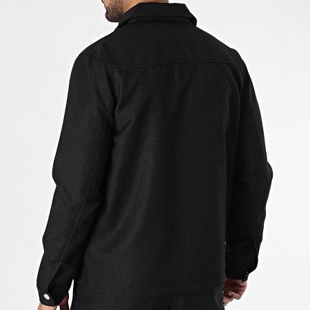 Frilivin - Conjunto de chaqueta y pantalón negro con cremallera