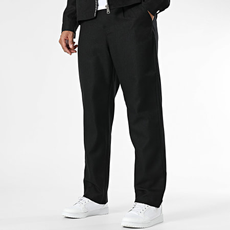 Frilivin - Conjunto de chaqueta y pantalón negro con cremallera